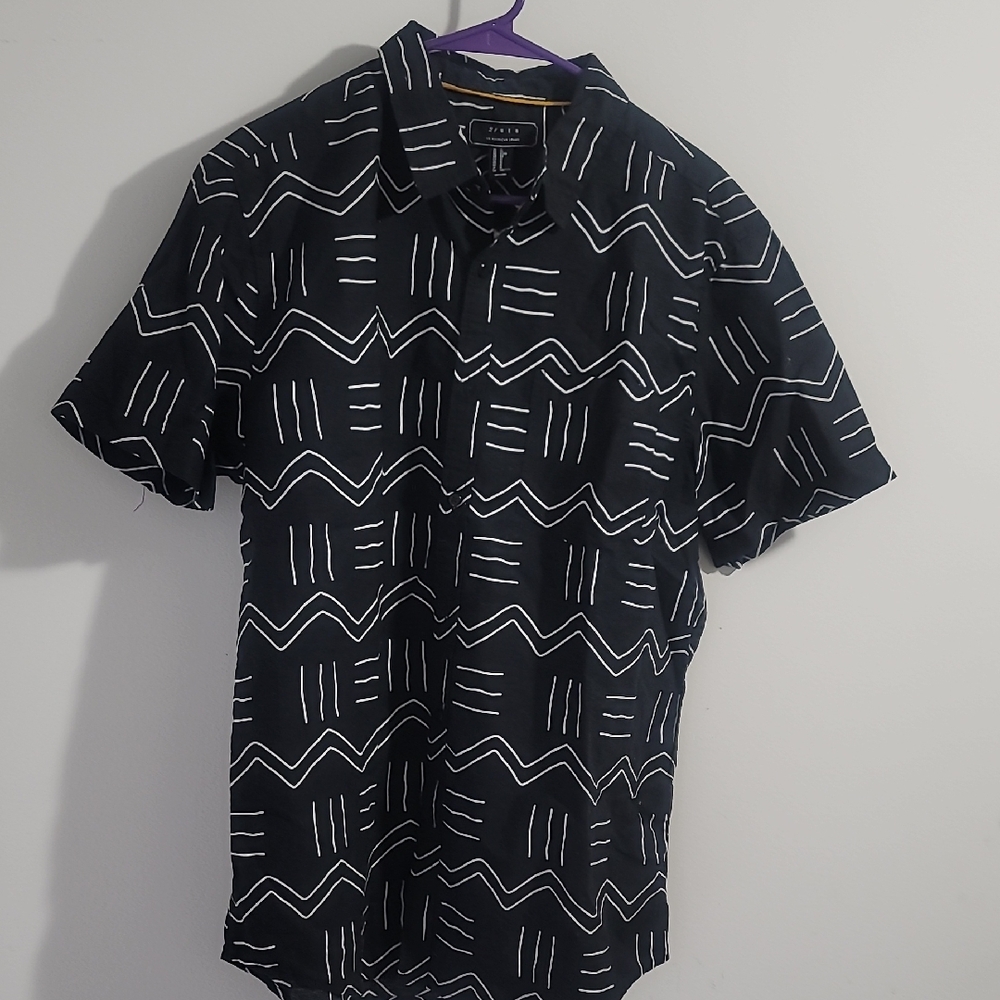 21men Black and White Patterned Men's Shirt